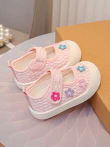 Zapatos de lona con estampado floral para niñas pequeñas, nuevos tenis de suela blanda y transpirables antideslizantes para primavera/otoño