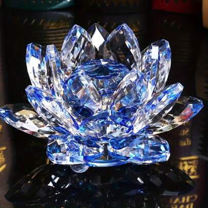 水晶莲花餐桌摆件，创意家居装饰品，适合客厅、办公桌、珠宝柜