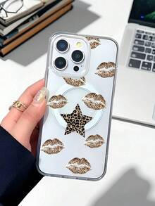 Leopard Lip Print Pattern Premium Magnetic Phone Case For Compatible With IPhone 16e/16/15/14/13/12/11/ProMax/Pro/Plus/XSMax/XS/X, For Compatible With Samsung Galaxy S22/S23/S24/S25/Plus/FE/Edge/Ultra,Fashion Female Summer Unique Cases Transparent Shockproof Anti-Drop Ultra-Thin Design Acrylic+Tpu Hard Back Non-Yellowing Clear Protection Cover Men Casing Girl Women Ultimate Protective Fundas Para Protectores De Celulares Accessories Friend Gift Aesthetic Protector Forro De Teléfono - 無色 - 查看 5