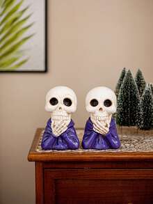 1 Stück Halloween gruselige Harz Deko lachender Schädel Ornament, unheimliche Atmosphäre Feier Dekoration Geschenk, Vintage Stil, geeignet für Spiele, Malerei, Küche, DIY, Abschluss, Büro, Möbel für Zuhause