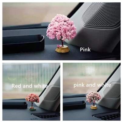 1 peça de decoração para interior de carro, acessórios de simulação de árvore de flores, mini árvore do amor, enfeites criativos para carro, decoração de console central