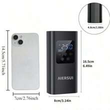 1个车载轮胎充气泵，便携式空气压缩机，有线/无线双用，7.4V/DC12V，150PSI，带数字压力表，快速充气和自动断电，带LED灯，适用于汽车/摩托车/自行车/篮球，汽车配件，礼品。2000mAh 7.4V/DC12V（注意：有线型号不含电池）