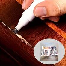4 件装木制家具修复笔 - 适用于地板、桌子、书桌、床的防水污渍和划痕覆盖涂层 - 适用于艺术和工艺品的木质表面修复笔，多色调