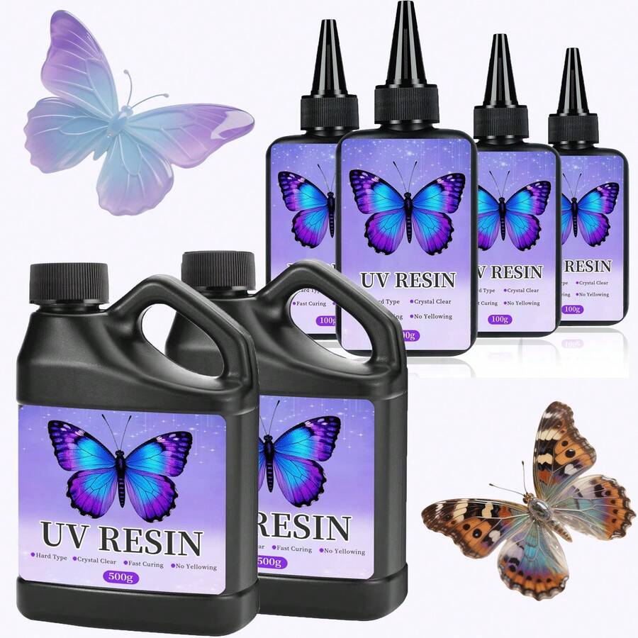 1000g/500g/100g UV Epoxy Resin, Upgraded UV Resin Kit, Hard Crystal Clear UV-Cured Epoxy Resin Non-Yellowing And Bubble-Free, For DIY Crafts And Jewelry Making - Multicolor 1 - View 1
