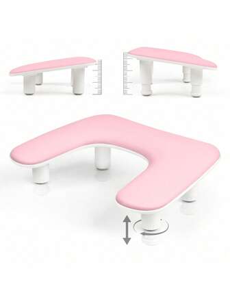 Manicure Arm Rest For Nails Tech: U-Shaped Adjustable Nail Armrest - White PU Leather Hand Stand Rest For Manicurists