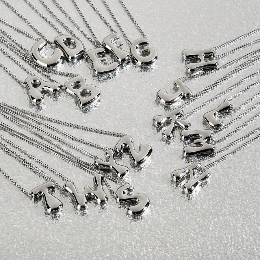 MDFUN 1pc Fashionable Letter Pendant Necklace, Suitable For Women And Men, Daily Wear And Gift - Steel - View 1