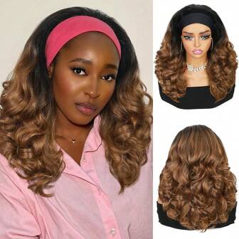 Yaki Lockigt Hårband Peruker För Kinky Rakt Svart Hårband Lockigt Hårband Syntetiskt Bär Och Gå Limfri Halv Peruk, Mors Dag