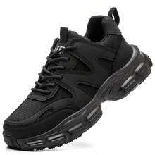 UMBURLLY Women's Safety Work Shoes Steel Toe Puncture Resistant Kevlar Midsole Black Platform Industrial Boots For Outdoor Construction Warehouse - Black - View 17