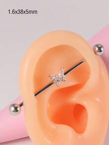 1 Miếng Hoa tai Khối Zirconia  Trang trí - Bạc - Xem 14