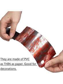 Decoración de Halloween: Cuchillo de PVC con sangre, sierra, accesorios de horror para hotel, KTV, casa embrujada, bar del terror - Incluye adorno de latte, bandera, guirnalda con sangre, decoración para fiesta de zombis y vampiros, suministros para Navidad