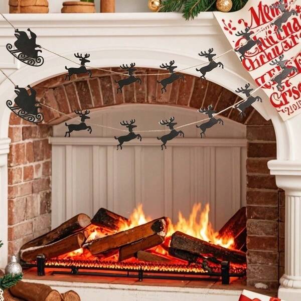 Decoração de Natal para pendurar: Guirlanda de trenó do Papai Noel e renas, silhueta de metal, ideal para árvores de Natal, lareiras, locais de festa, decoração natalina, decoração festiva e clássica para casa, decoração de Natal, decoração de inverno.
