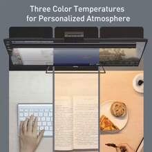 1pc LED Display Light Bar, Laptop Screen Reading Lamp, 3 Brightness Levels & Color Temperature Adjustable, USB Powered Eye-Care Desk Lamp, Suitable For Home Office, Dimmable Screen Light, Space-Saving Design, Black, Desk Lamp, Applicable For Office, Gaming Spaces, Home Decor Ambient Lighting. - USB - View 10