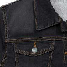 BELIME Chamarra  para Mujer  Liso    Casual    Mezclilla    Botón delantero  Bolsillo  Botón    Oversize   Diario  Formal y de noche  Vacaciones    Negra con Deslave  Managa Larga  65% Algodón