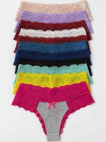 Kit Of 3 Microfiber Panties With Lace, Comfortable, High-Rise, Sexy - Amora