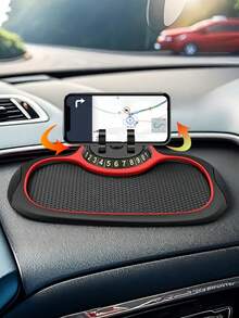 YITUMU Supporto per telefono auto rotante a 360°, con targa di parcheggio temporanea, tappetino antiscivolo multifunzionale in silicone per cruscotto, accessorio universale per interni auto