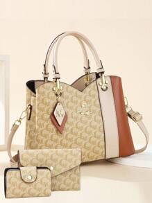 Conjunto Moderno de Três Peças de Bolsas para Mãe e Filha, Bolsa Casual Feminina de Grande Capacidade Clássica, Bolsa Elegante de Alta Qualidade para Presbiopia Feminina