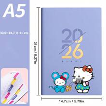 Sanrio دفتر تخطيط يومي ل- هالو كيتي سانريو لعام 2026، دفتر يومي لمدة 365 يوم، دفتر إدارة الوقت باللغة الإنجليزية، لوازم مدرسية، عودة إلى المدرسة، مناسب كلوازم مدرسية للطلاب العائدين وكهدايا للطلاب.