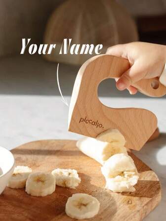 1pc Wooden Knife,Cookware Montessori Knife,Vegetable And Fruit Chopper,Beech Wood, Toddler Vegetable And Fruit Cutter, Oak Chopper