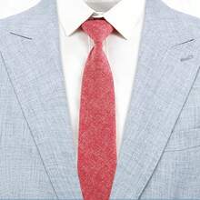 1 pieza Corbata clásica de lino de 6 cm de unicolor para hombre, color macaron