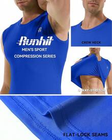 GYHSRunhit Sleeveless Compression Shirt Men Top Athletic Muscle Shirts Men - 寶藍色 - 查看 4