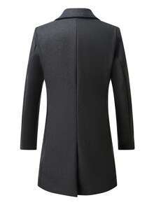 男士长袖时尚百搭双口袋单排扣大衣，秋冬款