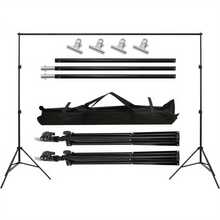 Backdrop Support Kit 2x2m/6.5x6.5ft Portable Adjustable Background Stand Backdrop Support System Kit With Carry Bag For Party Wedding Video Photography - black- - View 1