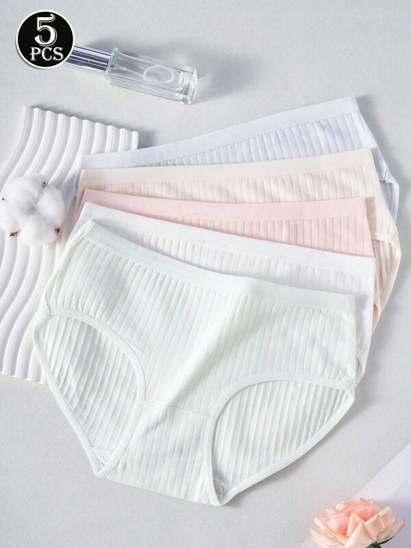5PCS Girl's Underwear With Bowknot, Comfortable Stripes, Cartoon Print, And Teen Girl Triangle Panties
