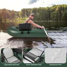 Lifezeal Inflatable Fishing Float Tube With Fish Ruler Angling Base 2 Storage Pockets Pump - Green - View 8