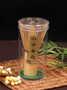 1件套日式茶筅套装，80齿竹制，透明管包装，传统工艺。适用于抹茶搅拌。茶道爱好者、抹茶套装、日式料理和茶文化学习者的必备之选。 - 彩色 - 查看 10