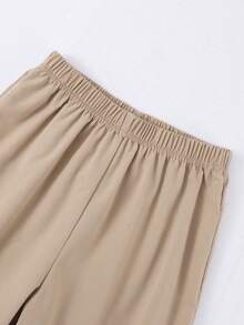 Autumn/Winter New Arrival Tweens/Teens V-Neck Color Block Long Sleeve Top With Belt & Solid Color Pants, Elegant Yet Fashionable & Comfortable