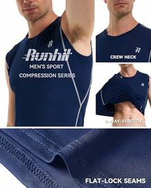 GYHSRunhit Sleeveless Compression Shirt Men Top Athletic Muscle Shirts Men - 海軍 - 查看 4
