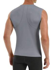 GYHSRunhit Sleeveless Compression Shirt Men Top Athletic Muscle Shirts Men - 淺灰色 - 查看 3