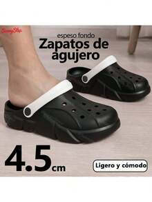 Pantuflas de Casa de Mujer: Chanclas Perforadas EVA, Cómodas y Antideslizantes - Negro - Ver 1