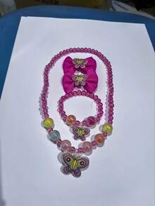 Conjunto colar, pulseira, grampo de cabelo, conjunto colar de pérolas - Multicolorido - Visão 5