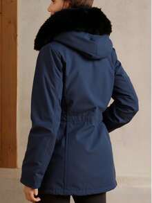 Women Trench Coats - Navy Blue - View 2
