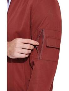 - chamarra ligera para hombre, estilo casual, rompevientos con cierre, para exteriores - Rojo vino - View 3