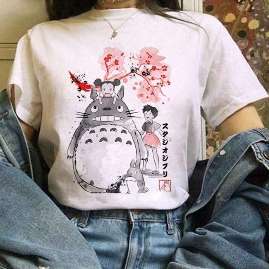 Harajuku Kawaii Shirt Women Ullzang Tshirt Funny Cartoon-Shirt Cute Anime Top Tee Female-Shirt Girl Animal Y2Ksummer Graphic Tees - 白2 - 查看 1