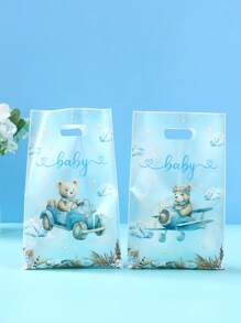 10/24/50 Stücke, Blaue Bär Baby-Shower Geschenkverpackung Taschen, süßes blaues Bär Muster Gender Reveal Party Geschenk Dekorationstaschen Süßigkeitstüten, Baby Dekorative Geschenkverpackung Zubehör, Baby-Shower Party Tischdekoration Zubehör, Neugeborenen Baby 1. Geburtstag Party Süßigkeitentüte, Baby-Shower Dekoration, Gender Reveal Dekoration, Baby-Shower Geschenk