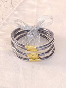 5pcs/Set Glitter Jelly Bangles Bracelet Luxury Jewelry Bracelet For Women Wedding Gift