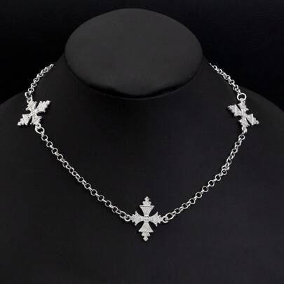 Golden Color Classic Cross Necklace, Simple Jewelry For Women, Suitable For Daily Wear, Middle Eastern Bride Wedding Party Jewelry Gift