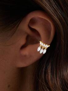 1PC 925 Sterling Silver Dainty 18K Gold Sterling Silver Ear Cuff Clip On Cartilage Huggie Earrings For Women - Single Ear Clip - View 3