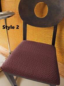 1pc Chair Seat Cover, Jacquard Dining Chair Slipcover, Suitable For Office, Dining Room, Kitchen Chairs, Protect Seat Cushion - Coffee Brown - View 4