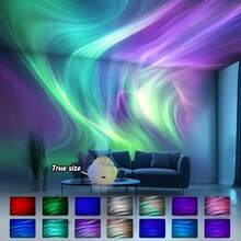 LED 星空螺旋投影夜灯带遥控器，RGB 旋转音乐北极光氛围灯，适用于卧室装饰，桌面星空投影仪，多色灯光显示（带线），节日装饰，节日礼物