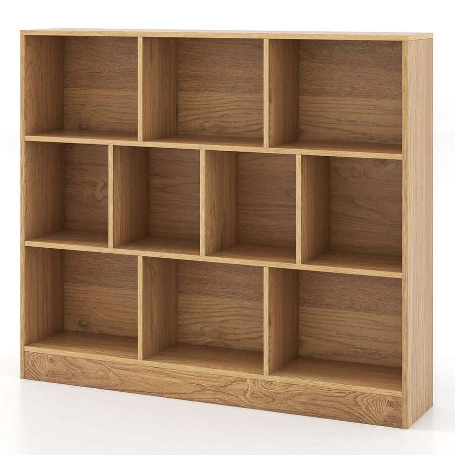 Lifezeal 10-Cube Bookcase For Kids 41"Wooden Toy Storage Organizer For Kid's Room - Natural - View 1