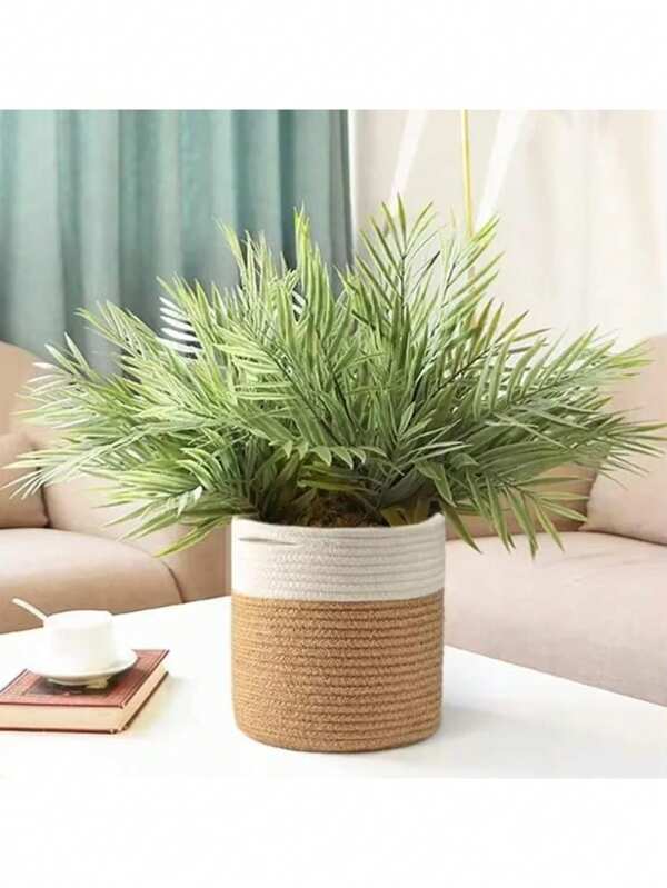 1 pieza Cesta de flores de cuerda de algodón tejida, macetas de flores y cestas de flores para interiores, decoración moderna del hogar, cestas de almacenamiento, cestas de flores de algodón y lino