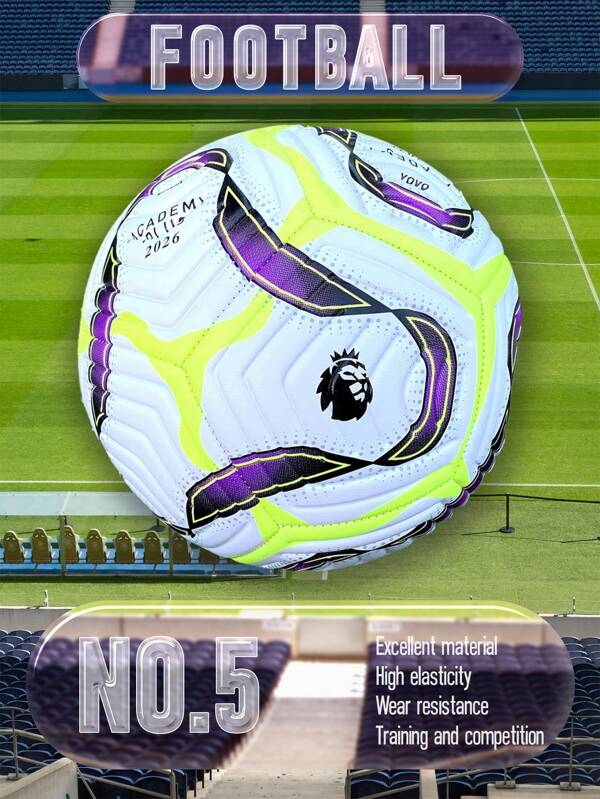 1 pieza Balón de fútbol de alta elasticidad, duradero, anti-explosión, con tacto cómodo, de tela de alta calidad, costura precisa, apto para entrenamiento y partidos tanto en interiores como exteriores