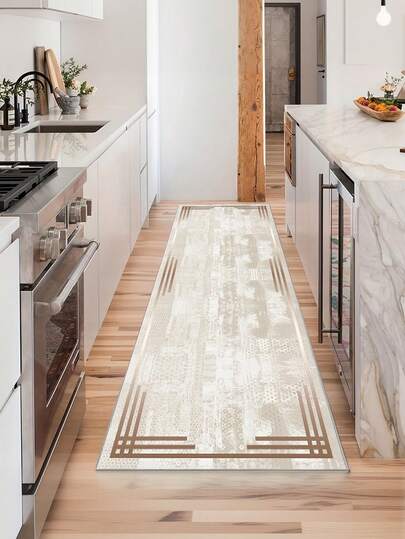 1 件奢华抽象图案厨房垫，优雅的欧式设计吸水防滑厨房地毯，现代简约速干厨房地毯，适用于派对、客厅、餐厅、厨房、入口