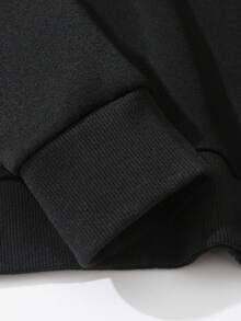 Personalized Text Custom Men's Crew Neck Sweatshirt - Upload Your Text/Name/Blessing/Holiday/Anniversary, Fun Customized Text, Valentine's Day/Birthday/Anniversary Holiday Personalized Text, Fall, Long Sleeve Top - Black - View 7