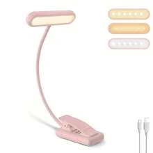 Yogle LED Clip-On Leselicht, 3 Farbtemperatur-Modi und 5 Helligkeitseinstellungen, USB-Aufladung, stufenlos dimmbar mit 360° flexiblem Leseleuchte, tragbare Clip-On Leuchte für Büro, Nachtlektüre
