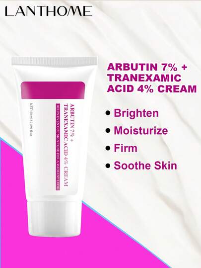 7%熊果提取物+4%氨甲环酸乳膏，含70,000ppm熊果提取物、40,000ppm氨甲环酸、烟酰胺、谷胱甘肽，适用于淡化色斑、雀斑、瑕疵和色素沉着，50毫升